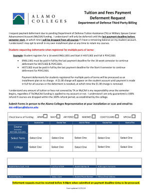 Tuition and Fees Payment Deferment Request