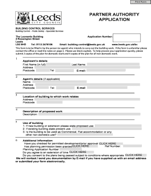 Partner Authority Building Control Application