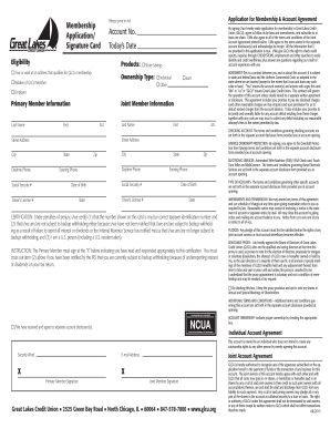 Great Lakes Credit Union Membership Application