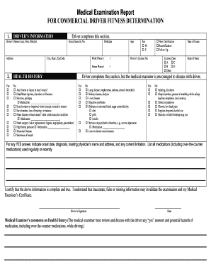 Commercial Driver Medical Examination Report