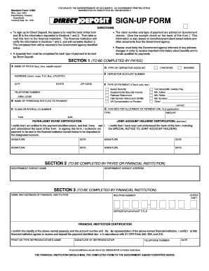 US Federal Vendor Direct Deposit Sign-Up Form