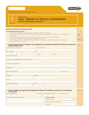 WorkSafe Victoria Lead Medical Examination Form