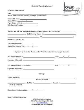 Parental Traveling Consent Form