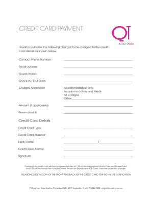 Credit Card Payment Authorization Form