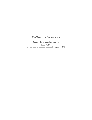 August 31 2014 with summarized financial information for