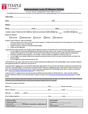 Undergraduate Leave of Absence Petition