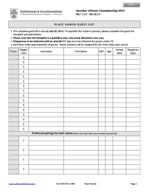 PLACE VANIER GUEST LIST - ubcconferencescom