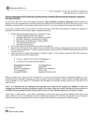 HAFA Short Sale Terms and Conditions Agreement