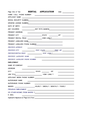 Rental Application Form