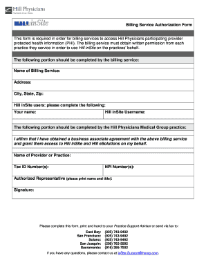Billing Service Authorization Form