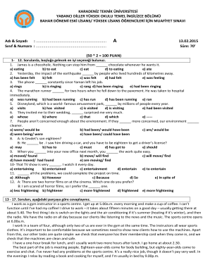 Karadeniz Technical University English Exemption Exam