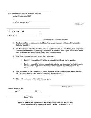 New York Financial Disclosure Affidavit