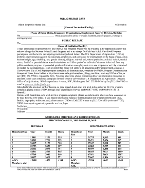 USDA Food Program Public Release