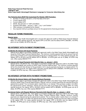 Wells Fargo Health Advantage Financing Disclosure