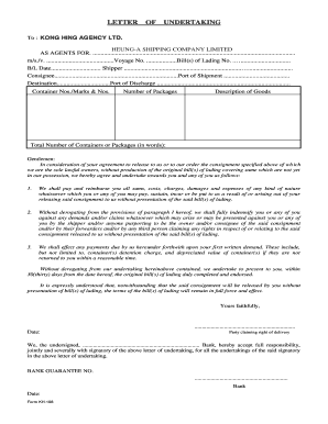 Letter of Undertaking for Cargo Release