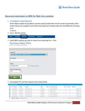 Document submission to BMS for Web-form solution