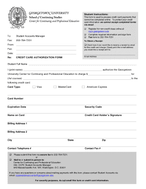Credit Card Authorization Form
