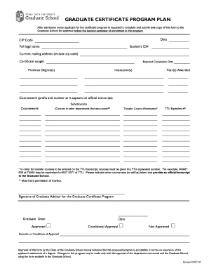 Graduate Certificate Program Plan