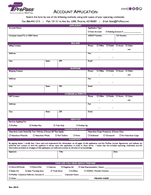 PrePass Account Application