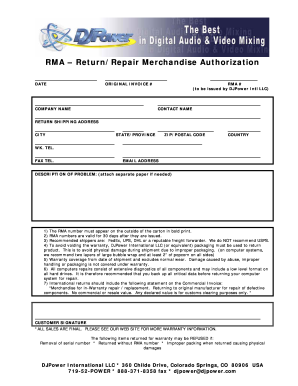 RMA Return Merchandise Authorization