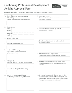 Continuing Professional Development Activity Approval Form