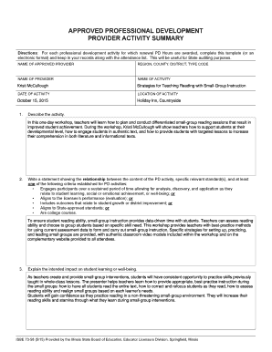 Illinois Professional Development Activity Summary