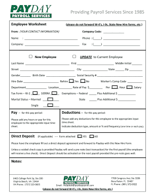 Employee Worksheet