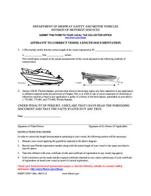 Affidavit to Correct Vessel Length Documentation