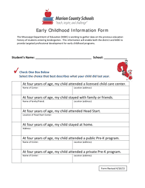 Early Childhood Information Form