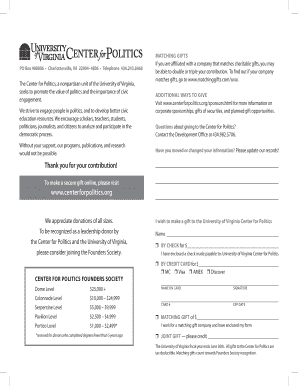 University of Virginia Center for Politics Donation Form
