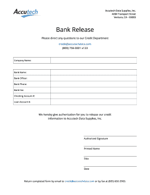 Authorization To Release Information Bank Authorization To Release Information Bank