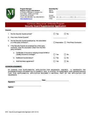 Security Guard Supplemental Application