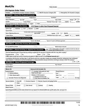 Life Express Order Ticket
