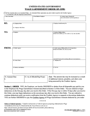 US Federal Administrative Wage Garnishment Form SF-329