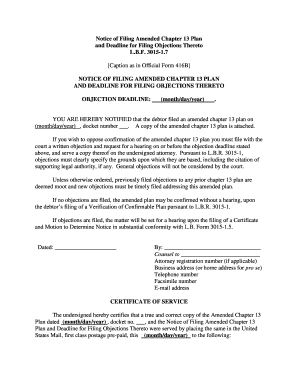 Notice of Filing Amended Chapter 13 Plan