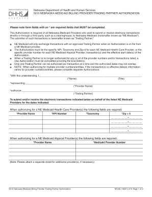 Nebraska Medicaid Billing Provider Trading Partner Authorization
