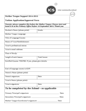 Paper vending machine template - Mother Tongue Support 2014-2015 Tuition Application - icsz