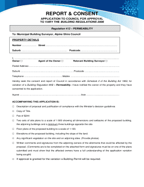 Regulation 412 PERMEABILITY To Municipal Building - alpineshire vic gov