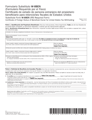 Substitute Form W-8BEN