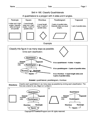 Classify Quadrilaterals Worksheet