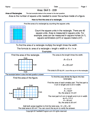 Area of Rectangles Worksheet