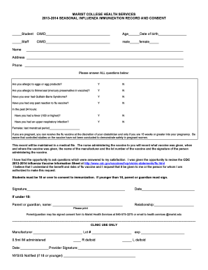 Marist College Influenza Immunization Consent