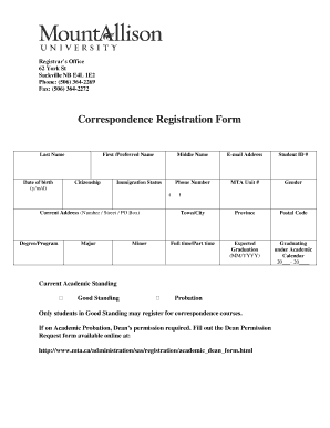 Correspondence Registration Form