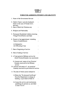 Tamil Nadu Pension and Gratuity Assessment Form