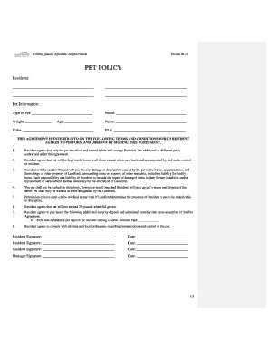 Pet Policy Agreement