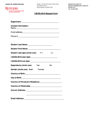 I-20/DS-2019 Request Form