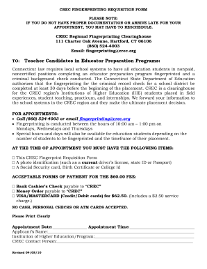 CREC Fingerprinting Requisition Form