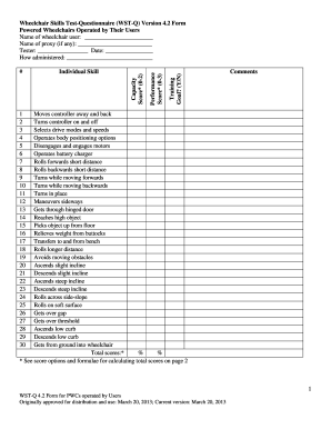 Wheelchair Skills Test-Questionnaire (WST-Q) Form