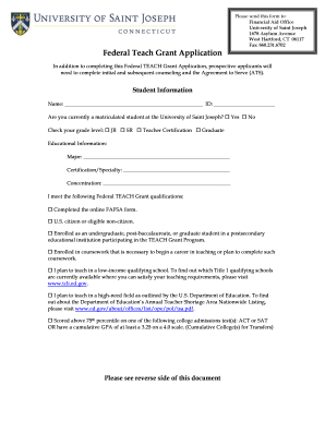 Federal TEACH Grant Application