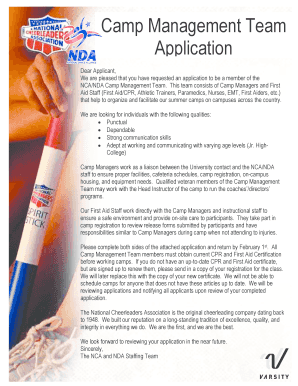 Camp Management Team Application